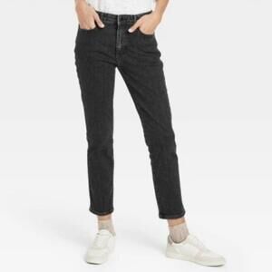 Universal Thread High-Rise Slim Ankle Straight Black Denim Size 00